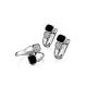 Designer Silver Earrings With Black Enamel And Crystals, image , picture 4