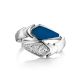 Silver Ring With Blue Enamel And White Crystals, Ring Size: 6 / 16.5, image , picture 3