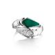 Sterling Silver Ring With Green Enamel And White Crystals, Ring Size: 6 / 16.5, image , picture 4