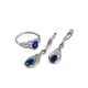 Silver Ring With Synthetic Sapphire And White Crystals, Ring Size: 8 / 18, image , picture 4