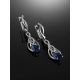 Silver Drop Earrings With Crystals And Synthetic Sapphires, image , picture 2