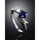 Geometric Silver Ring With Synthetic Sapphire, Ring Size: 8 / 18, image , picture 2