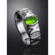 Silver Ring With Bright Chrysolite And White Crystals, Ring Size: 8 / 18, image , picture 2