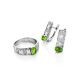 Silver Ring With Bright Chrysolite And White Crystals, Ring Size: 8 / 18, image , picture 4