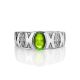 Silver Ring With Bright Chrysolite And White Crystals, Ring Size: 8 / 18, image , picture 3