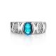 Silver Ring With Synthetic Topaz And White Crystals, Ring Size: 7 / 17.5, image , picture 3