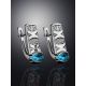 Silver Earrings With Synthetic Topaz And Crystals, image , picture 2