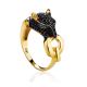 Golden Panther Ring With Crystals, Ring Size: 8 / 18, image 