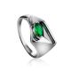 Silver Ring With Bright Synthetic Emerald Centerstone, Ring Size: 6 / 16.5, image 