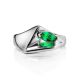 Silver Ring With Bright Synthetic Emerald Centerstone, Ring Size: 6.5 / 17, image , picture 3