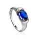 Sterling Silver Ring With Synthetic Sapphire, Ring Size: 7 / 17.5, image 