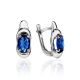 Synthetic Sapphire Silver Earrings, image 