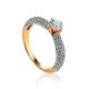 Golden Statement Ring With Diamonds, Ring Size: 6.5 / 17, image 