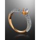 Golden Statement Ring With Diamonds, Ring Size: 6.5 / 17, image , picture 2