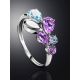 Silver Ring With Amethyst And Synthetic Topaz, Ring Size: 8.5 / 18.5, image , picture 2