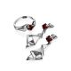 Geometric Silver Dangles With Garnet, image , picture 3