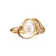 Statement Gold-Plated Ring With Cultured Pearl Centerpiece And Crystals The Serene, Ring Size: 7 / 17.5, image , picture 3