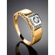 Two Toned Golden Statement Ring With Diamonds, Ring Size: 8 / 18, image , picture 2