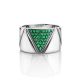 Sterling Silver Band Ring With Green Crystals, Ring Size: 7 / 17.5, image , picture 3