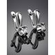White Gold Latch Back Earrings With Diamonds, image , picture 2