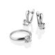 White Gold Latch Back Earrings With Diamonds, image , picture 3