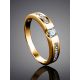 Golden Ring With White Diamonds, Ring Size: 6 / 16.5, image , picture 2