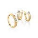 Yellow Gold Latch Back Earrings With Diamonds, image , picture 3