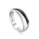 Silver Ring With Black Enamel, Ring Size: 7 / 17.5, image 