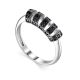 Silver Ring With Black Crystals, Ring Size: 6.5 / 17, image 