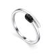 Stylish Silver Ring With Black Crystals, Ring Size: 5.5 / 16, image 