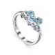 Silver Ring With Synthetic Topaz And White Crystals, Ring Size: 7 / 17.5, image 