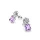 Silver Floral Studs With Amethyst And Crystals, image 
