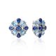 Sterling Silver Earrings With Blue Crystals, image 