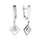 Geometric Silver Dangle Earrings With Crystals The Astro, image 