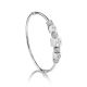White Gold Bangle Bracelet With Crystals, image 