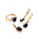 Geometric Golden Ring With Synthetic Sapphire, Ring Size: 8 / 18, image , picture 4