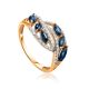 Golden Statement Ring With Sapphires And Diamonds, Ring Size: 7 / 17.5, image 