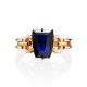Geometric Golden Ring With Synthetic Sapphire, Ring Size: 8 / 18, image , picture 3