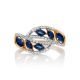Golden Statement Ring With Sapphires And Diamonds, Ring Size: 7 / 17.5, image , picture 3