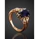 Geometric Golden Ring With Synthetic Sapphire, Ring Size: 8 / 18, image , picture 2