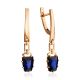Golden Dangles With Synthetic Sapphires, image 