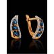 Golden Sapphire Earrings With Diamonds, image , picture 2