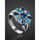 Sterling Silver Ring With Blue And White Crystals, Ring Size: 8.5 / 18.5, image , picture 2
