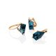 Futuristic Golden Earrings With Synthetic Topaz, image , picture 3