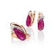 Corundum Golden Earrings With Crystals, image , picture 3