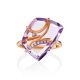 Amethyst Golden Cocktail Ring With Crystals, Ring Size: 6.5 / 17, image , picture 3