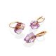 Amethyst Golden Cocktail Ring With Crystals, Ring Size: 6.5 / 17, image , picture 4