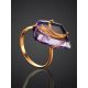 Amethyst Golden Cocktail Ring With Crystals, Ring Size: 6.5 / 17, image , picture 2