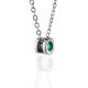 White Gold Round Pendant With Diamond And Synthetic Emerald, image , picture 3