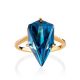 Futuristic Golden Ring With Synthetic Topaz, Ring Size: 7 / 17.5, image , picture 3